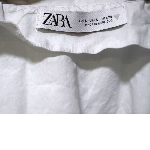 Zara White Cropped Tie Waist Jacket L - Picture 3 of 4